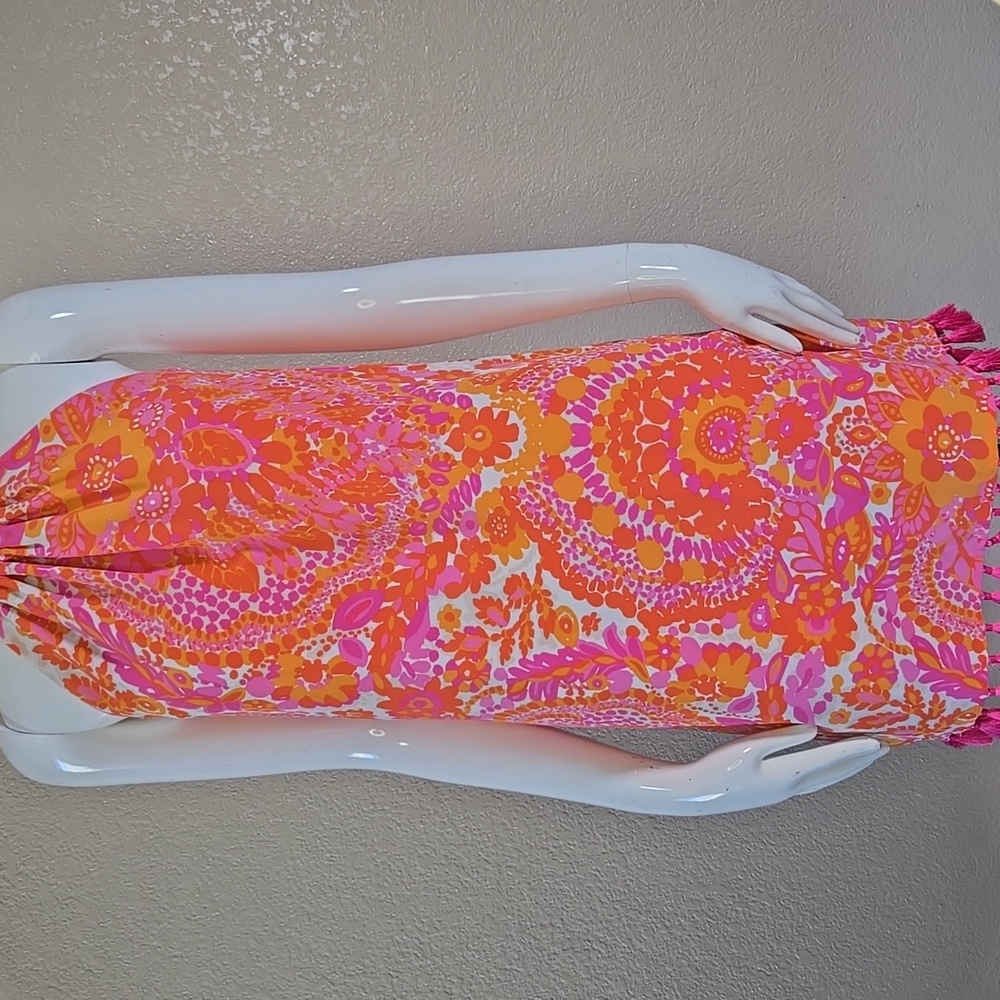 Trina Turk Pink and Orange Halter Dress - Picture 4 of 11